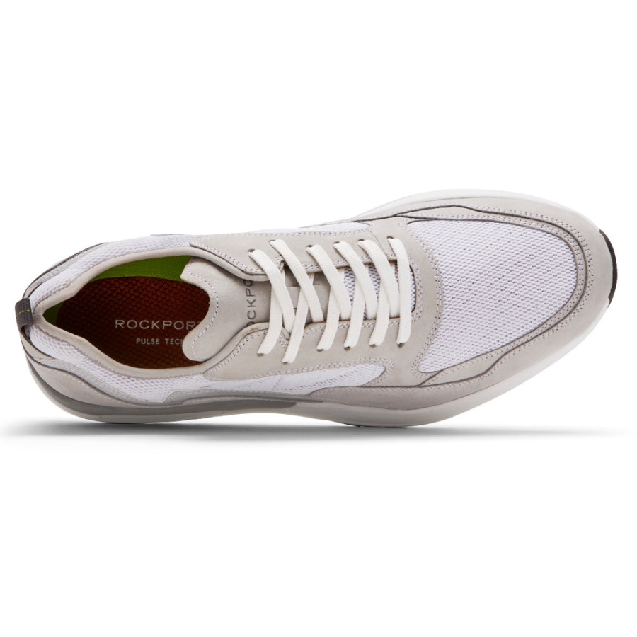 Sapatilha Ubal Esportiva Masculina Rockport Pulsetech Malha De Couro Branco