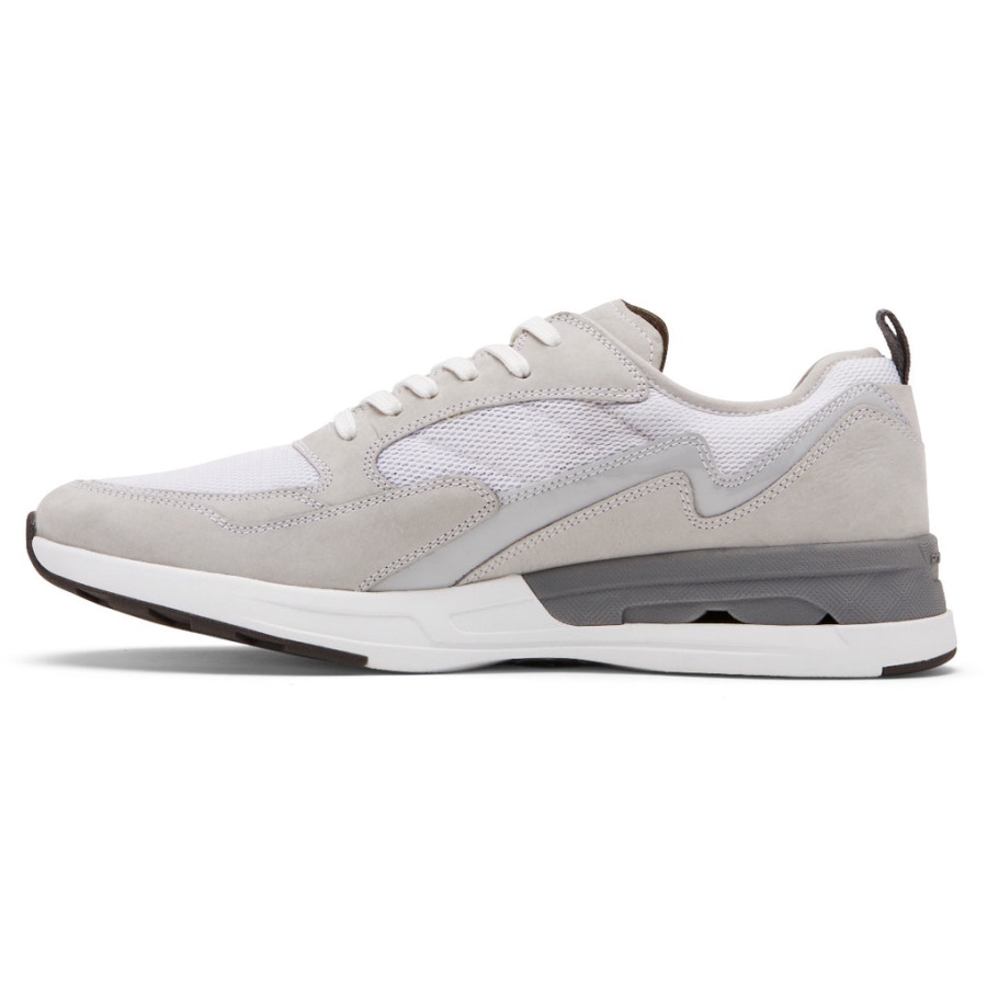 Sapatilha Ubal Esportiva Masculina Rockport Pulsetech Malha De Couro Branco