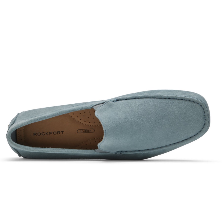 Mocassim Masculino Rhyder Veneziano Rockport Camurça Azul Claro
