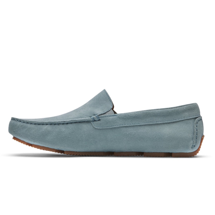 Mocassim Masculino Rhyder Veneziano Rockport Camurça Azul Claro