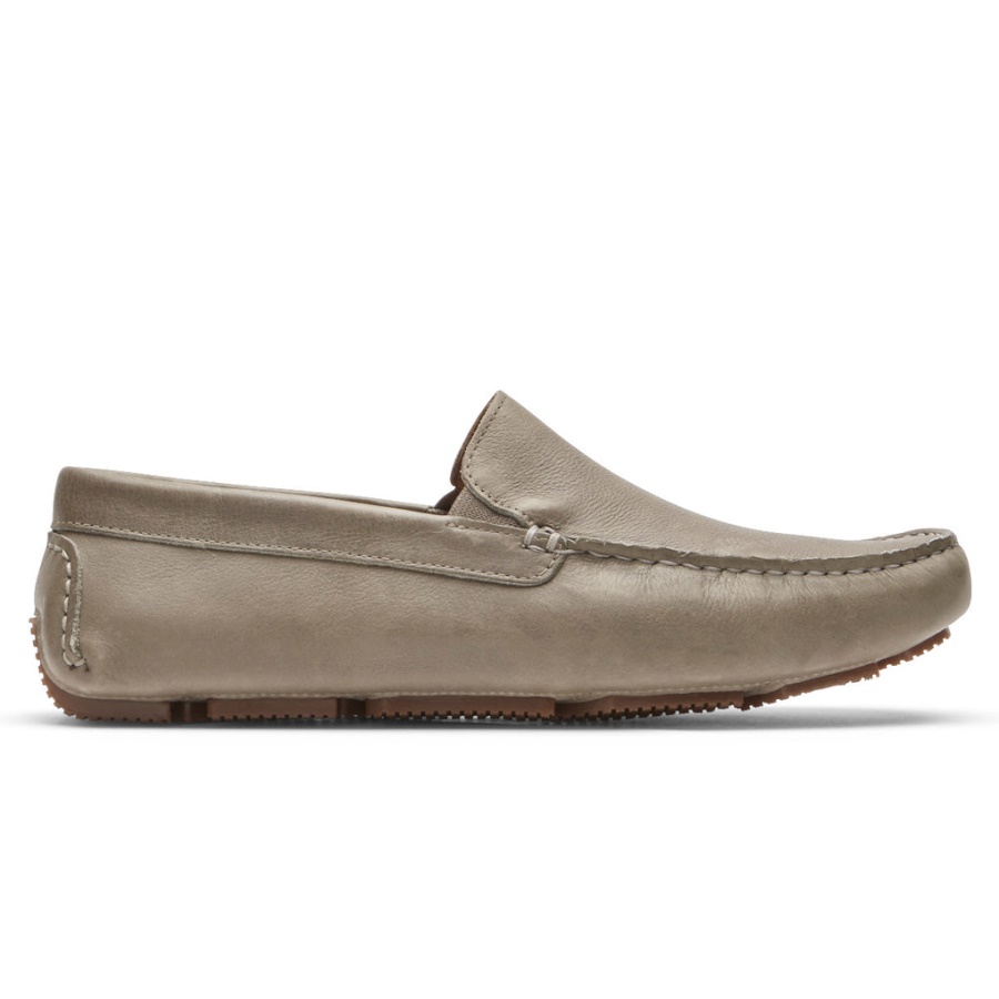 Mocassim Masculino Rhyder Veneziano Rockport Taupe Couro Tombado