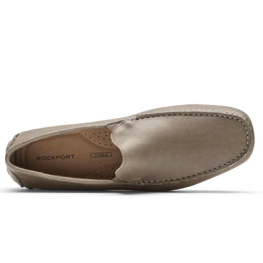 Mocassim Masculino Rhyder Veneziano Rockport Taupe Couro Tombado