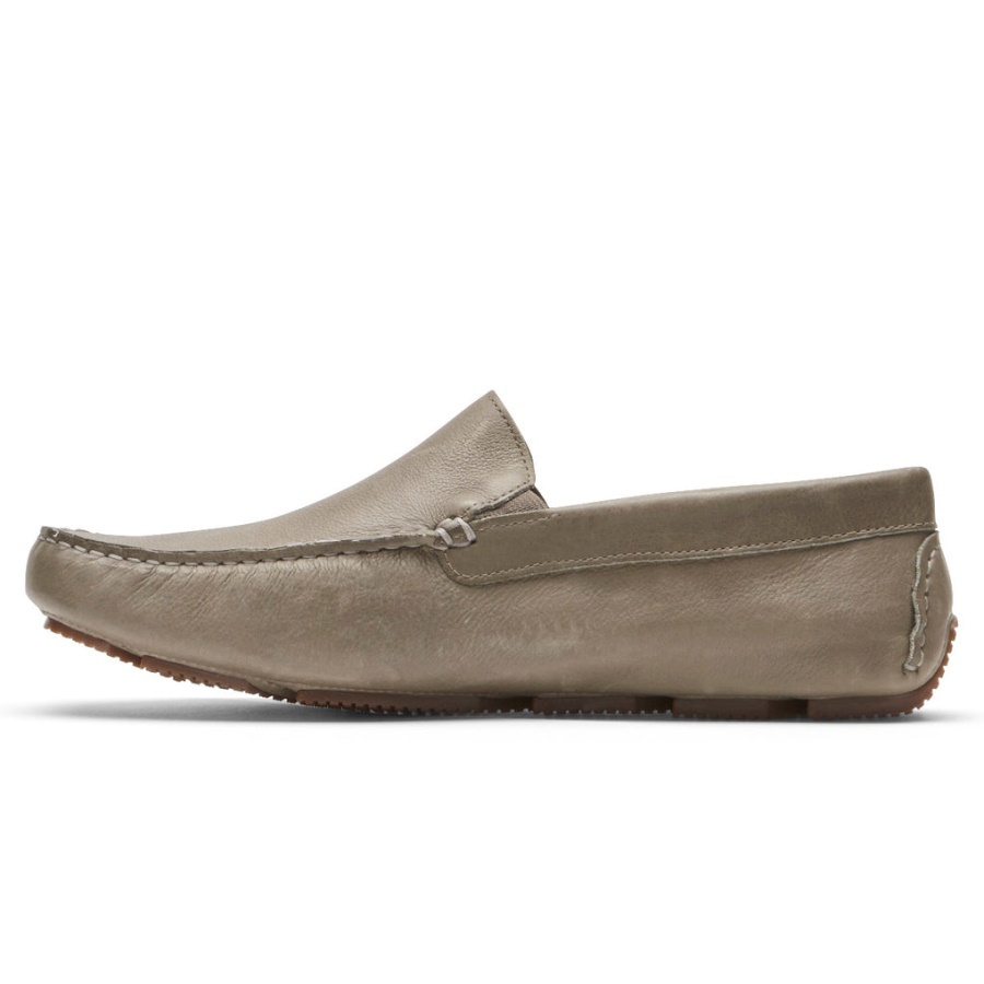 Mocassim Masculino Rhyder Veneziano Rockport Taupe Couro Tombado
