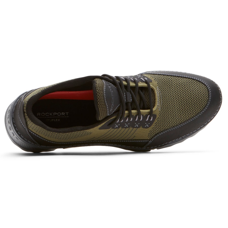 Tênis Rocsports Masculino Rockport Malha Verde Floresta Couro Preto