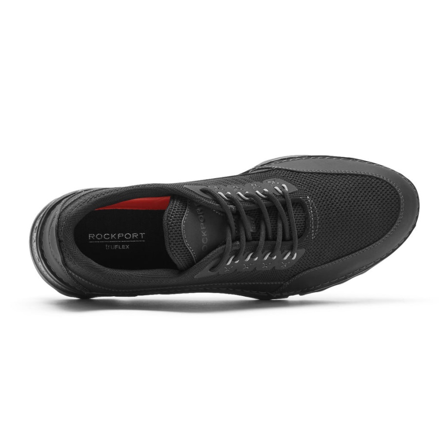 Tênis Rocsports Masculino Rockport Triplo Malha Preta De Couro