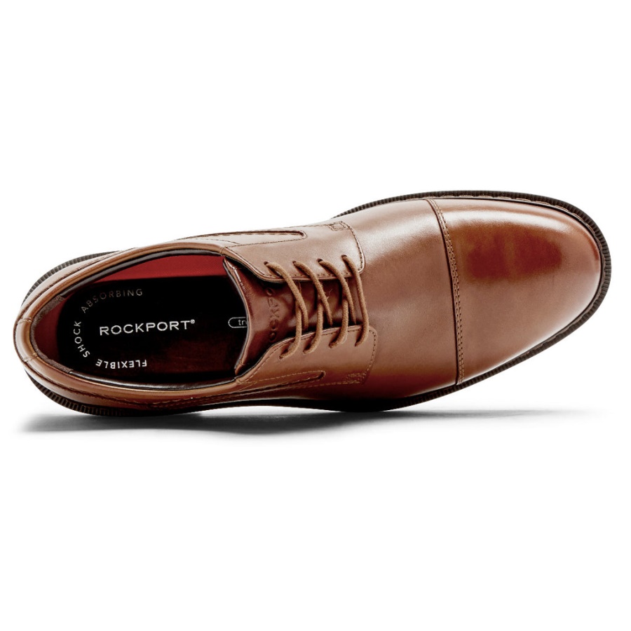 Tanner Cap Toe Oxford Conhaque Masculino Rockport