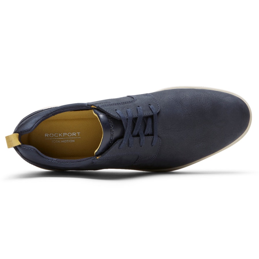 Rockport Masculino Total Motion City Toe Liso Oxford Novo Vestido Azul