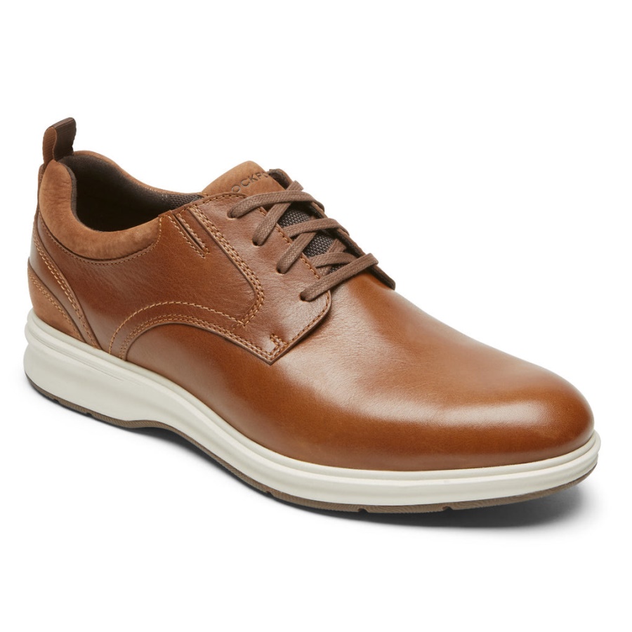 Rockport Masculino Total Motion City Toe Liso Oxford Tan
