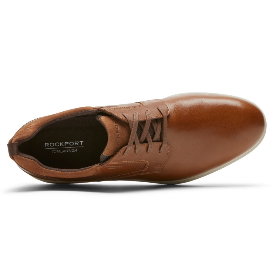 Rockport Masculino Total Motion City Toe Liso Oxford Tan