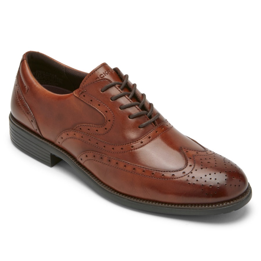 Rockport Movimento Total Masculino Dressport Wingtip Tan