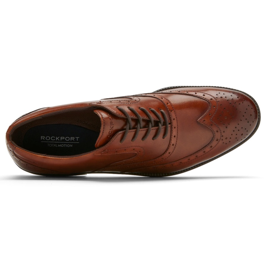 Rockport Movimento Total Masculino Dressport Wingtip Tan