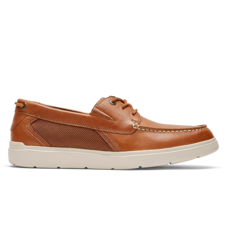 Sapato De Barco Rockport Masculino Total Motion Lite Bronzeado