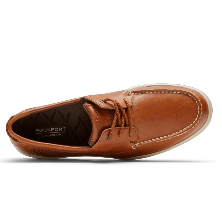 Sapato De Barco Rockport Masculino Total Motion Lite Bronzeado