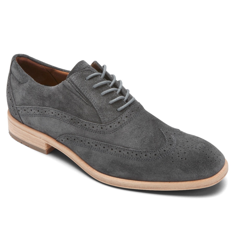 Rockport Masculino Total Motion Office Wingtip Camurça Cinza
