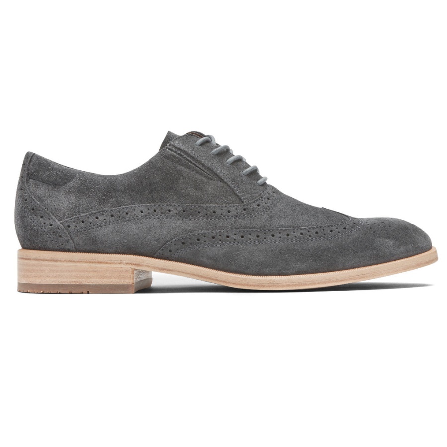 Rockport Masculino Total Motion Office Wingtip Camurça Cinza