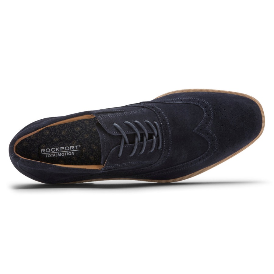Rockport Masculino Total Motion Office Wingtip Camurça Marinha