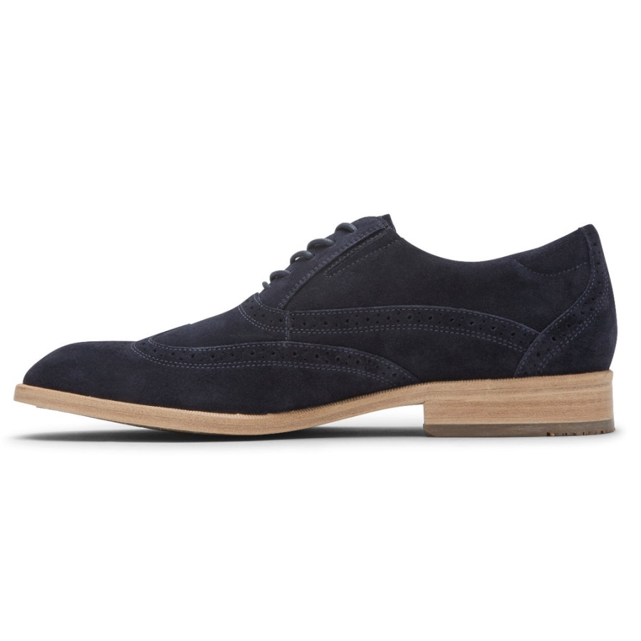 Rockport Masculino Total Motion Office Wingtip Camurça Marinha