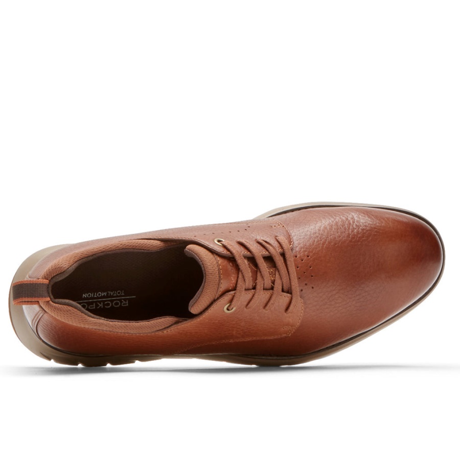 Couro Conhaque Oxford Masculino Rockport Total Motion Sport Biqueira Simples