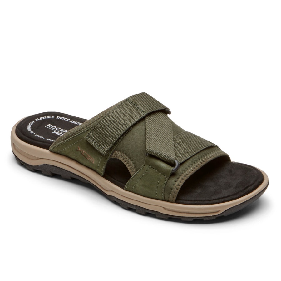 Técnica De Trilha Masculina Rockport Ii Velcro Slide Olive