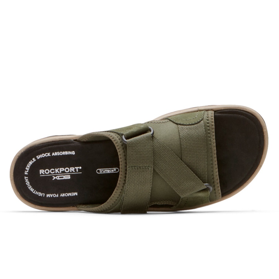 Técnica De Trilha Masculina Rockport Ii Velcro Slide Olive
