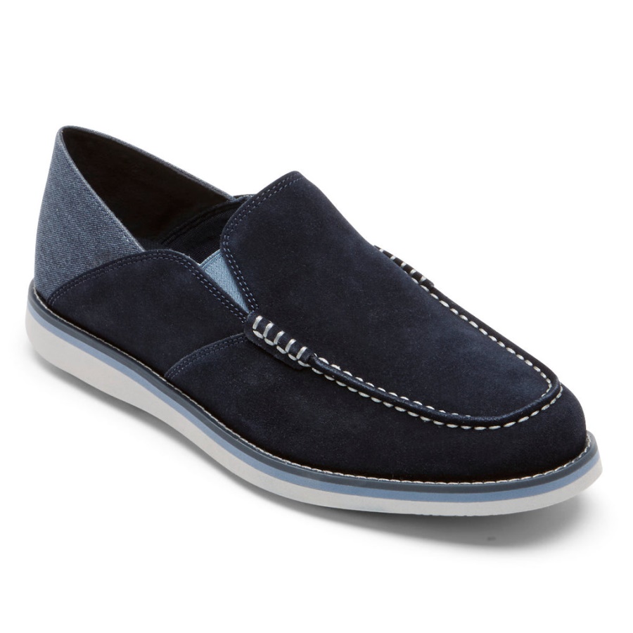 Mocassim Rockport Masculino Tucker Veneziano Crush Nas Costas Vestido Novo Azul