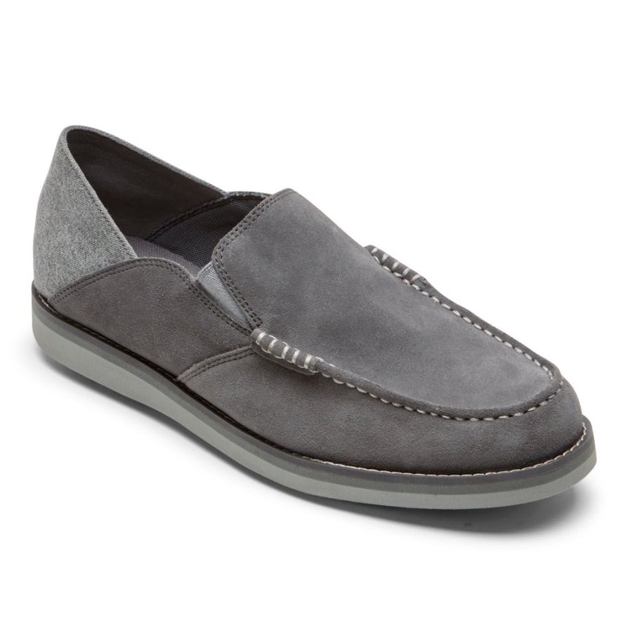 Mocassim Masculino Rockport Tucker Veneziano Crush Back Mocassim Aço Cinza