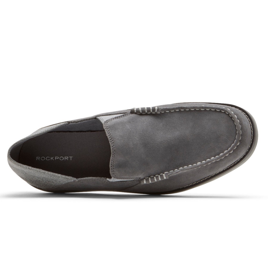 Mocassim Masculino Rockport Tucker Veneziano Crush Back Mocassim Aço Cinza