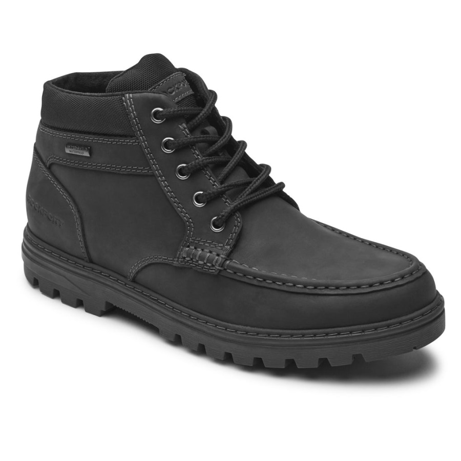 Rockport Masculino Pronto Para O Clima Moc Boot Impermeável Black Lea