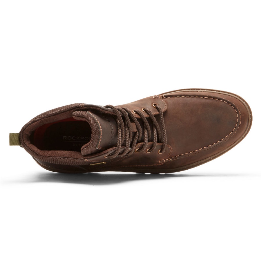 Bota Moc Toe Masculina Rockport à Prova D'água Camurça De Couro Java