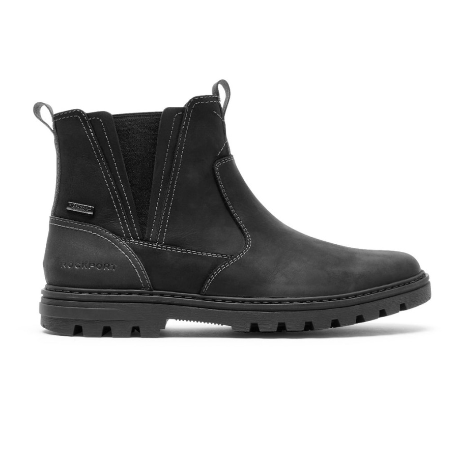 Rockport Masculino Weather Ou Não Chelsea Boot Impermeável Couro Camurça Preta