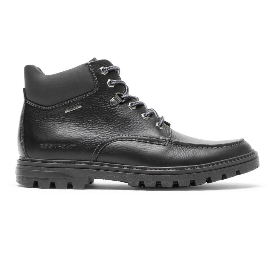 Bota Masculina Rockport Ou Não Moc Toe Impermeável Couro Preto