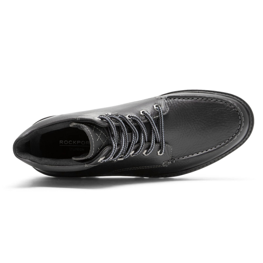 Bota Masculina Rockport Ou Não Moc Toe Impermeável Couro Preto