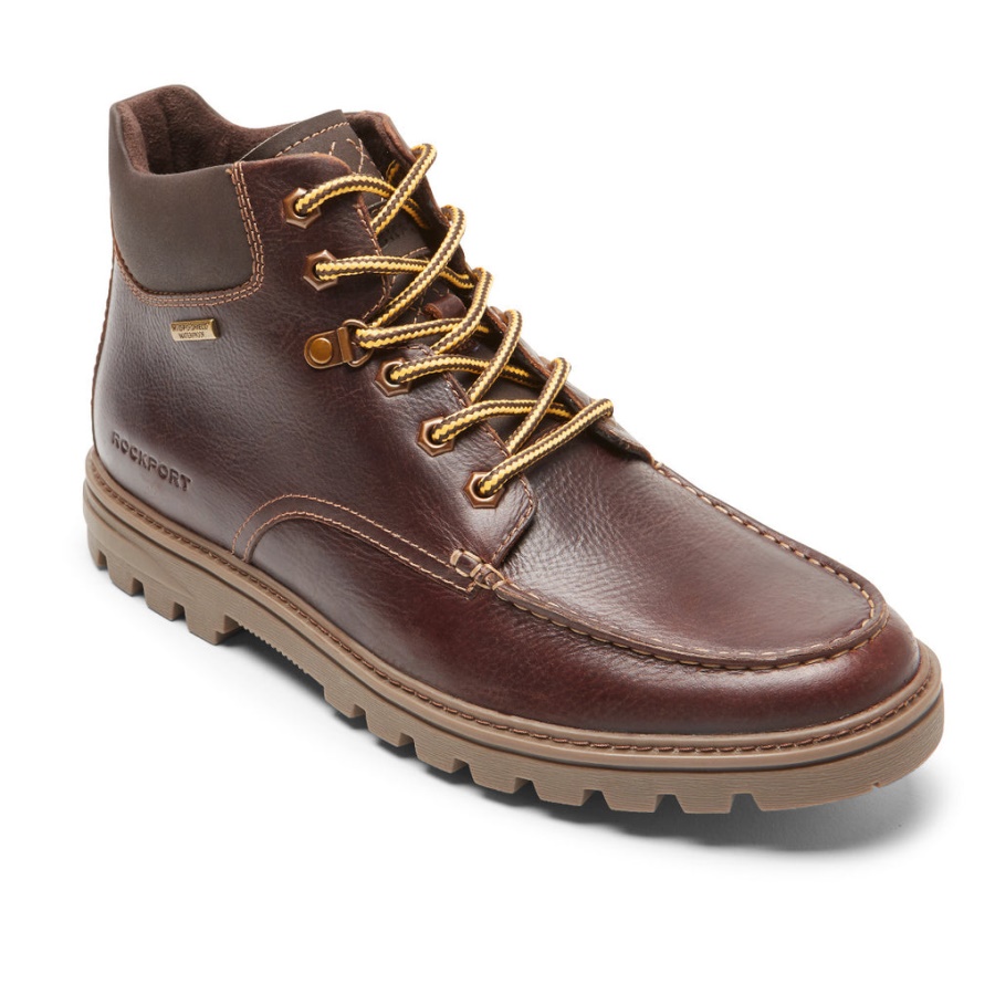 Rockport Para Homens, Clima Ou Não, Botas à Prova D'água, Roupão De Monges, Couro