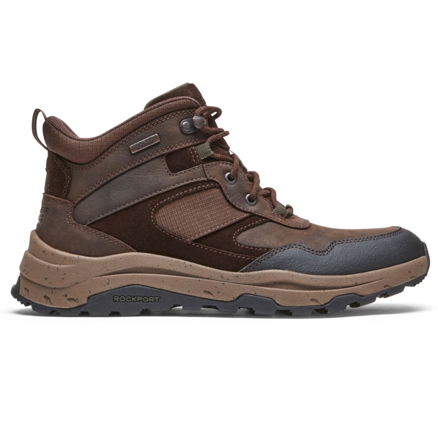 Rockport Masculino Xcs Path Mid Boot Impermeável Couro Java Camurça