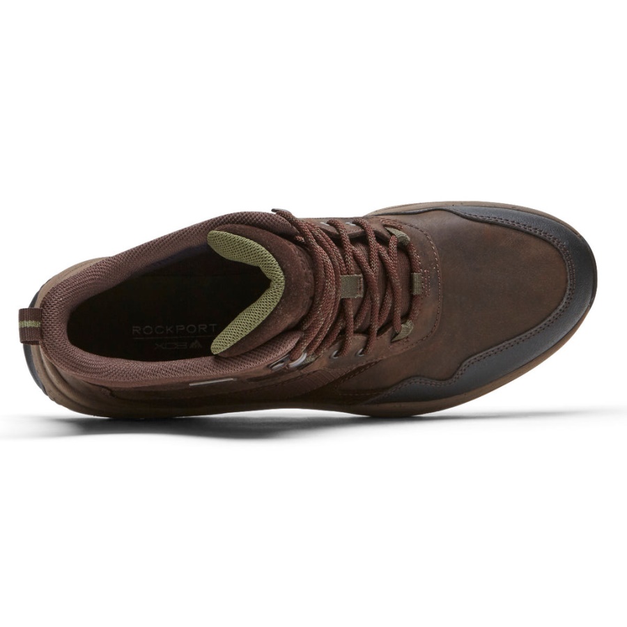 Rockport Masculino Xcs Path Mid Boot Impermeável Couro Java Camurça