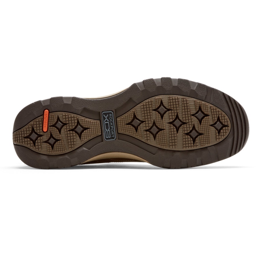 Tênis Masculino Rockport Xcs Spruce Pico Slip-on Boston Tan Couro Malha