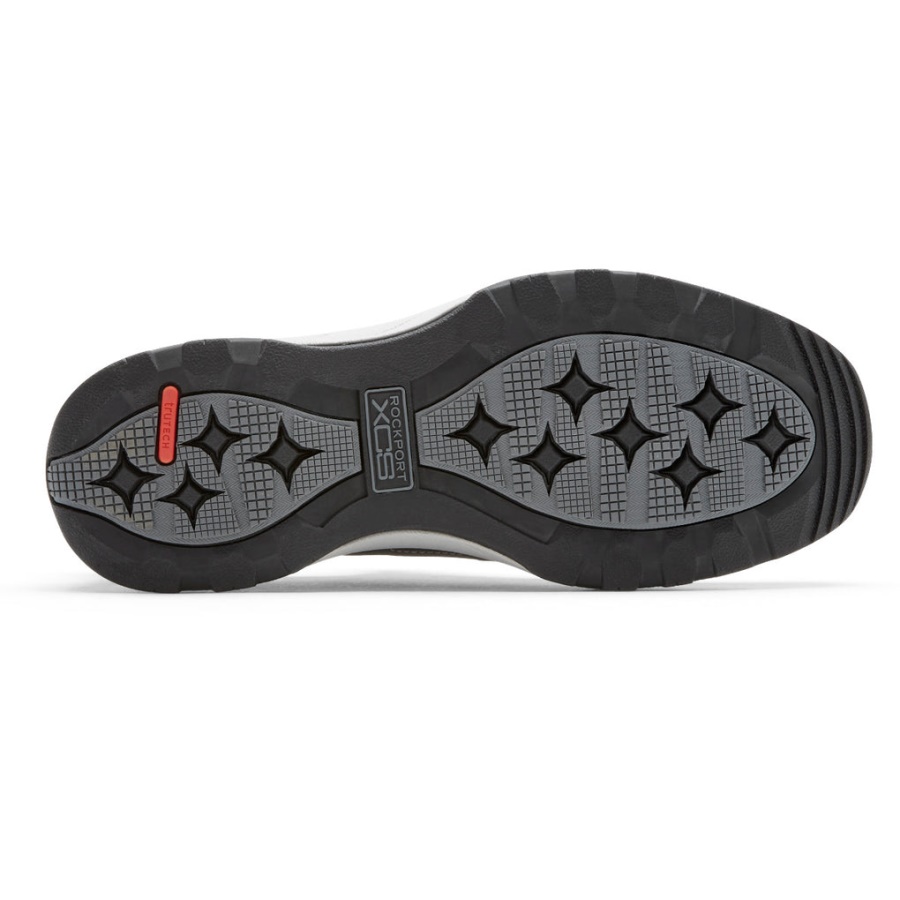 Tênis Masculino Rockport Xcs Spruce Pico Slip-on Malha De Couro Cinza