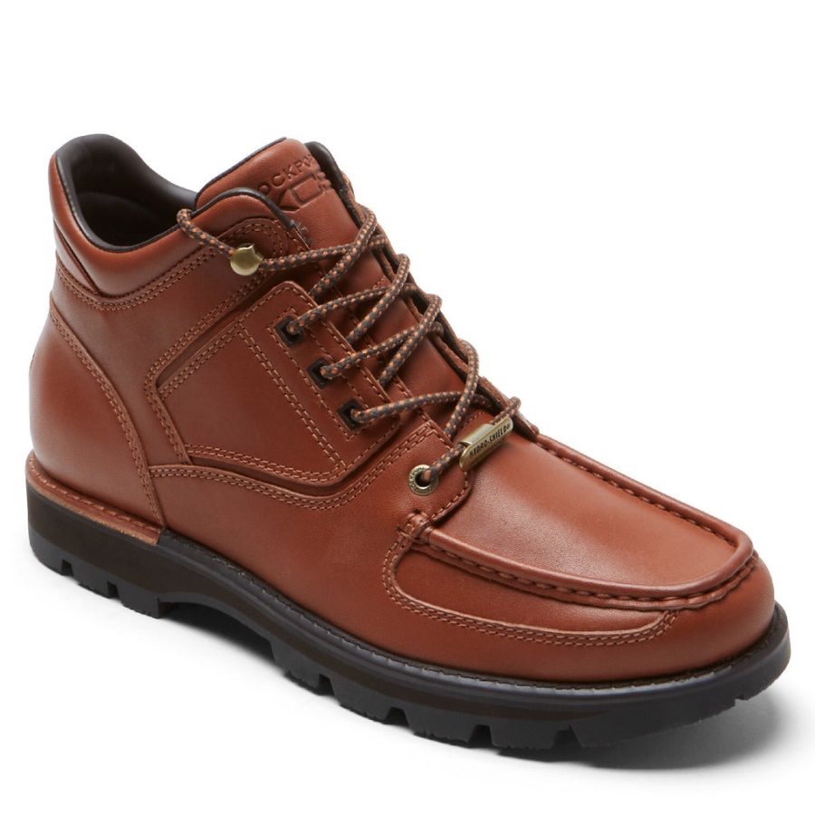 Bota Masculina Rockport Xcs Umbwe Ii Trail Impermeável Mogno Couro