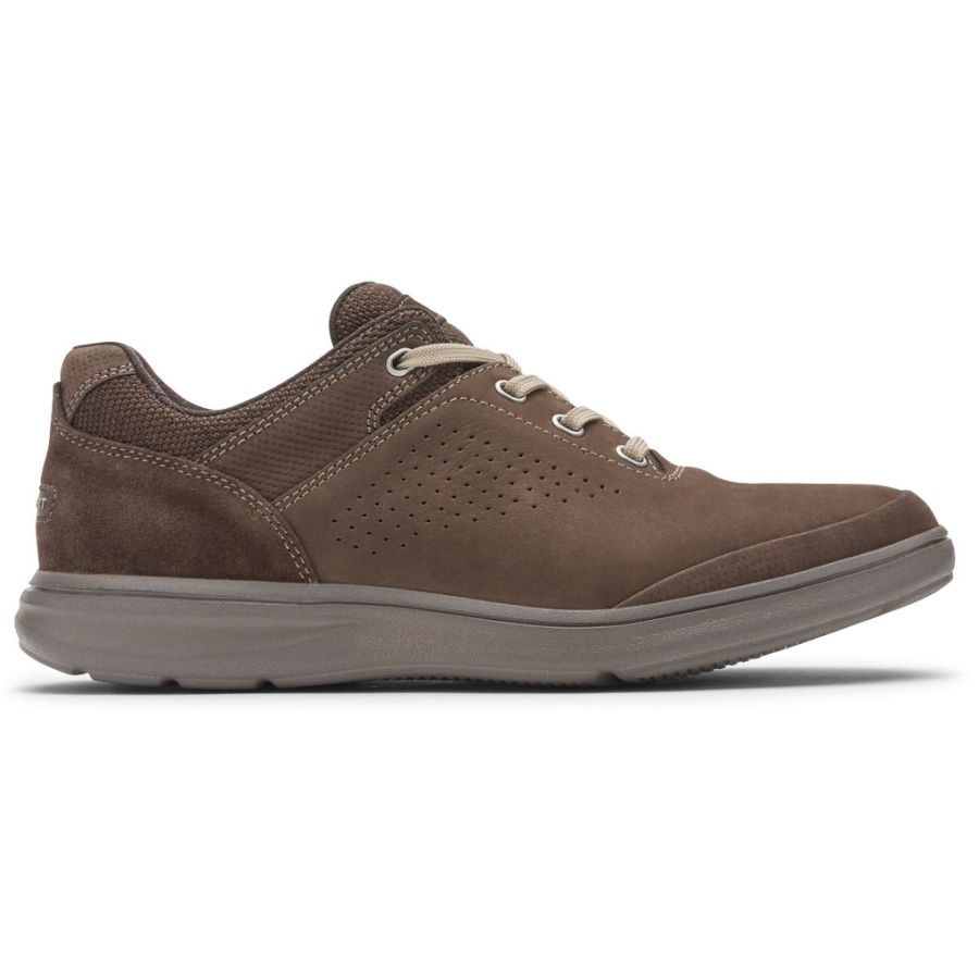 Rockport Men's Seeds Oxford Sneaker Java Camurça Nubuck Em Relevo