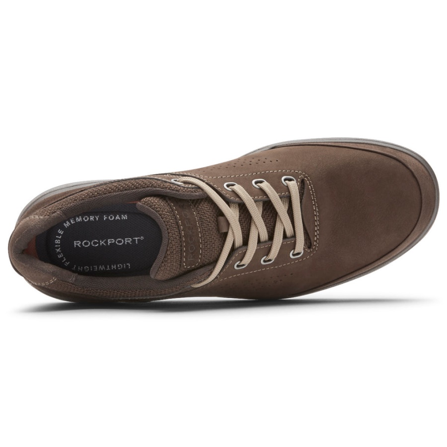 Rockport Men's Seeds Oxford Sneaker Java Camurça Nubuck Em Relevo