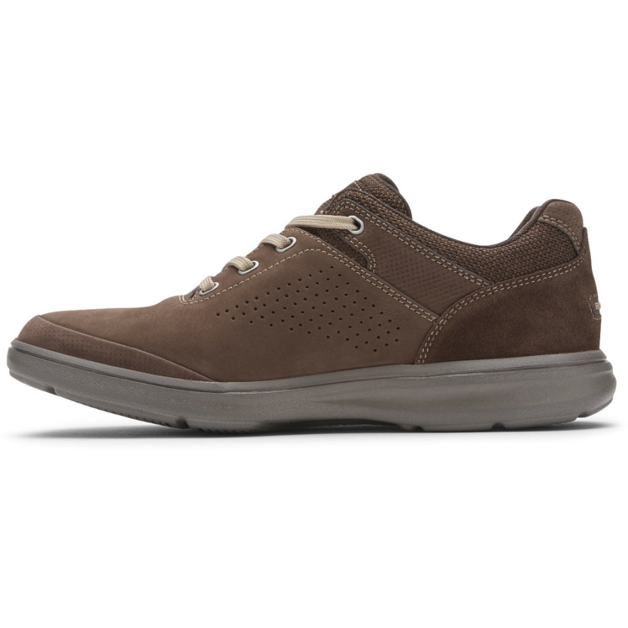 Rockport Men's Seeds Oxford Sneaker Java Camurça Nubuck Em Relevo