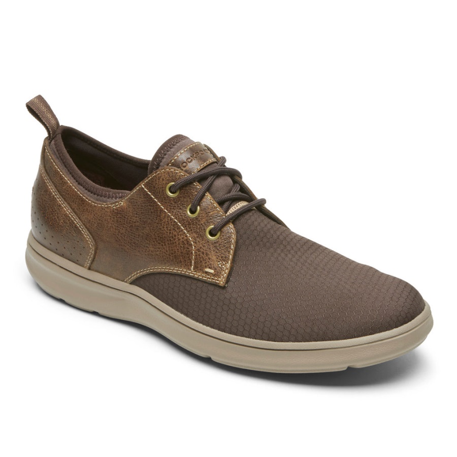 Rockport Sementes Masculinas Dedo Simples Oxford Barley Couro Java Suede Rips