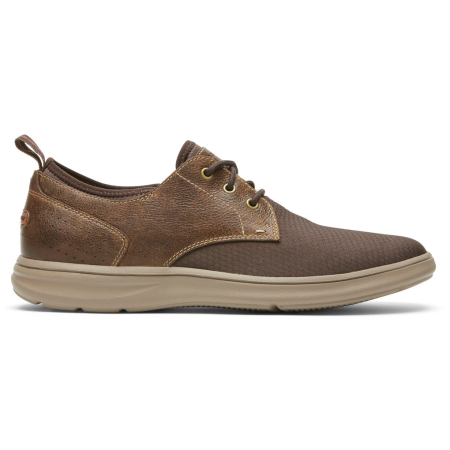 Rockport Sementes Masculinas Dedo Simples Oxford Barley Couro Java Suede Rips