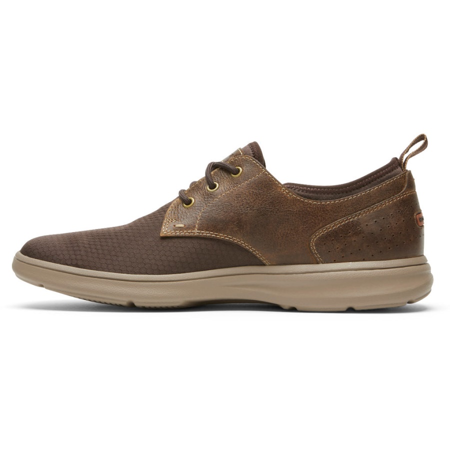 Rockport Sementes Masculinas Dedo Simples Oxford Barley Couro Java Suede Rips