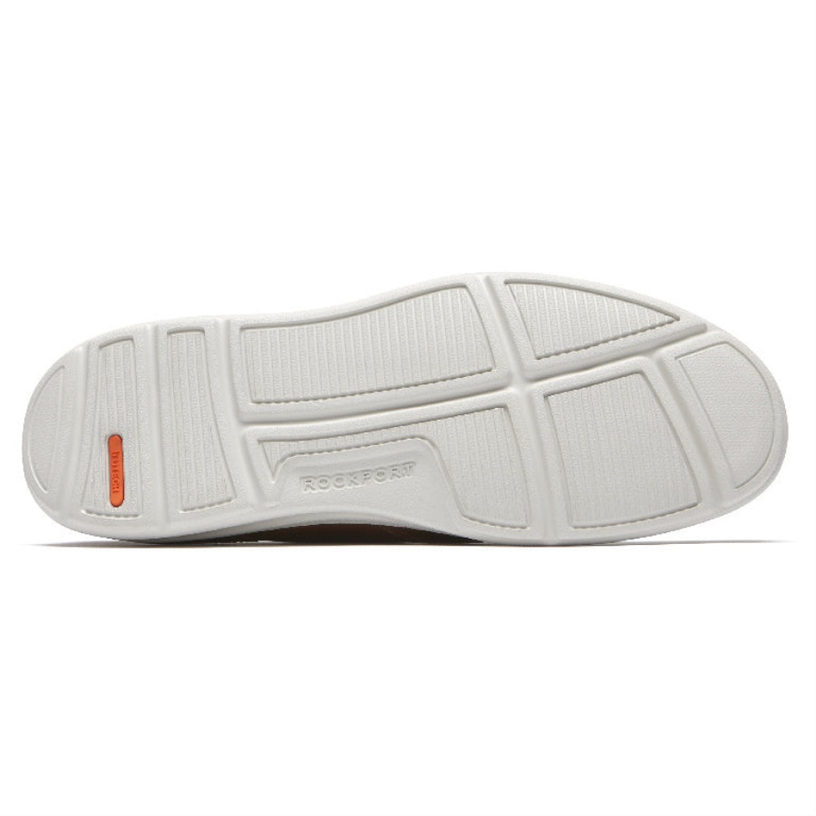 Sementes Masculinas Rockport Bico Liso Oxford Boston Couro Tan