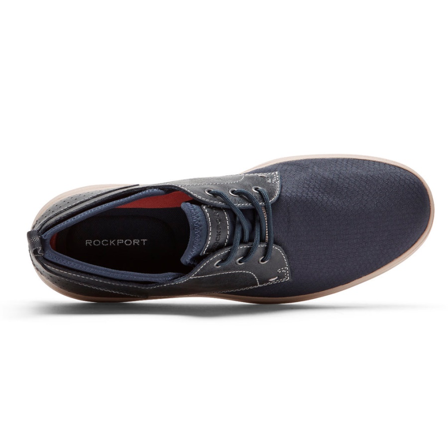 Rockport Masculino Zaden Simple Toe Oxford Novo Vestido Azul Couro Camurça