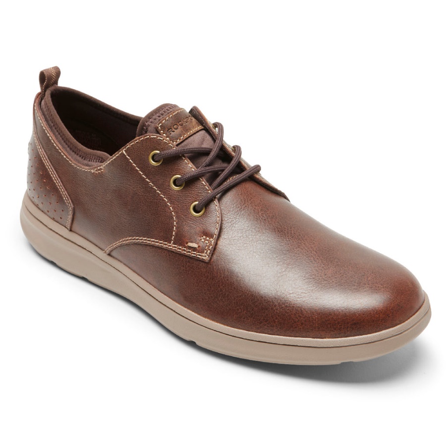 Rockport Men's Seeds Biqueira Simples Oxford Sudão Couro Marrom