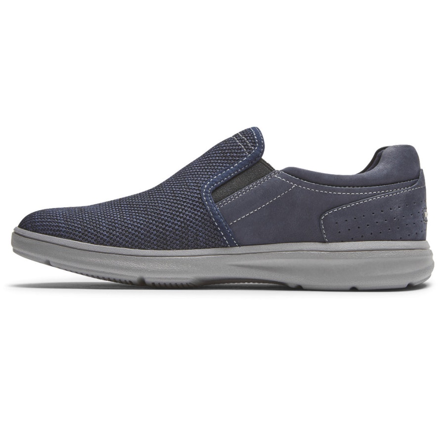 Rockport Masculino Zaden Slip-on Navy Malha Nobuck
