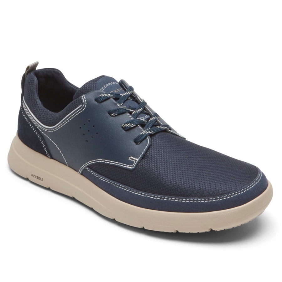Tênis Truflex Cayden Masculino Rockport Com Biqueira Simples Vestido Novo Couro Azul