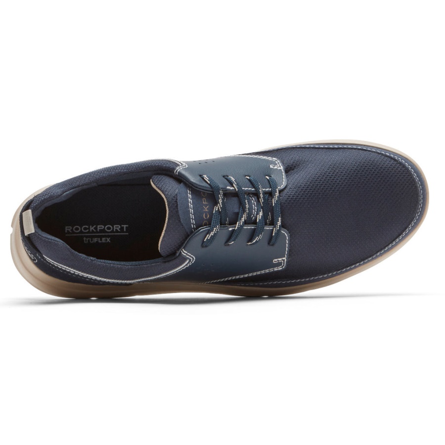 Tênis Truflex Cayden Masculino Rockport Com Biqueira Simples Vestido Novo Couro Azul